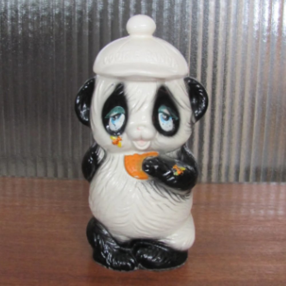 50's Panda Bear Cookie Jar - Ceramic Cookie Jar - Biscuits Jar - Cookie Panda